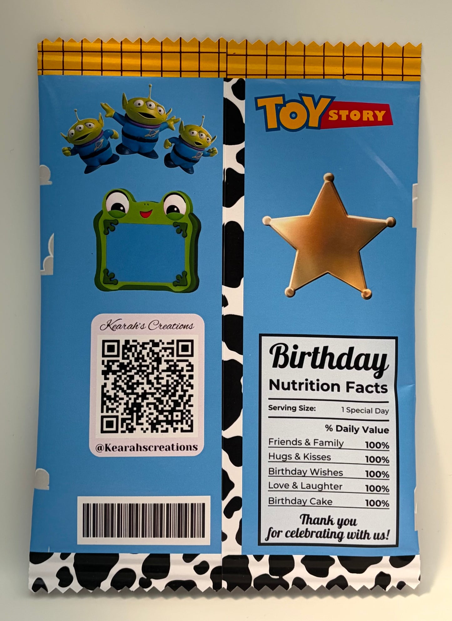 Toy Story Themed Chip Bag